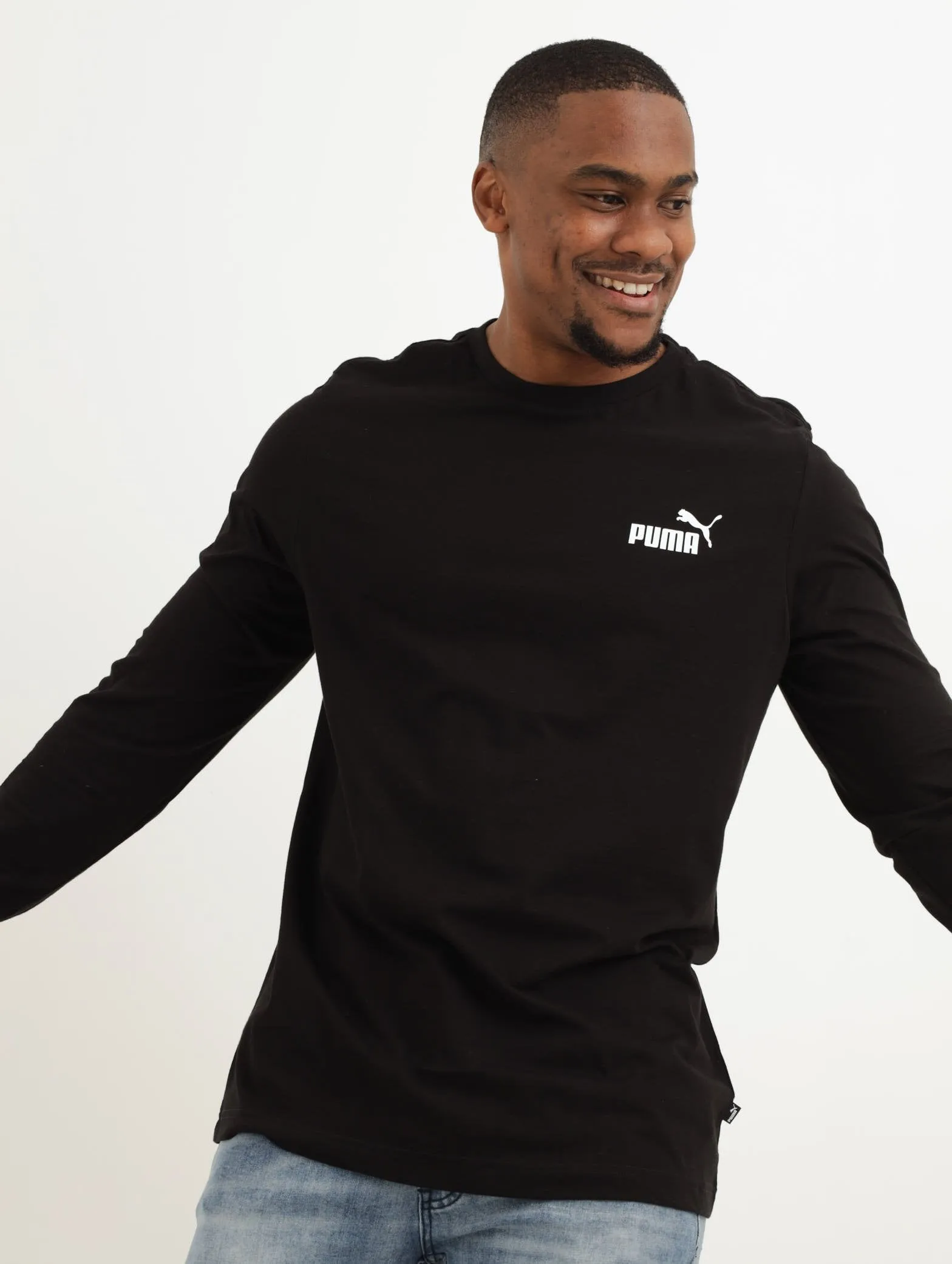 Men's Long Sleeve ESS Small Logo Tee - Black sold by Edgars