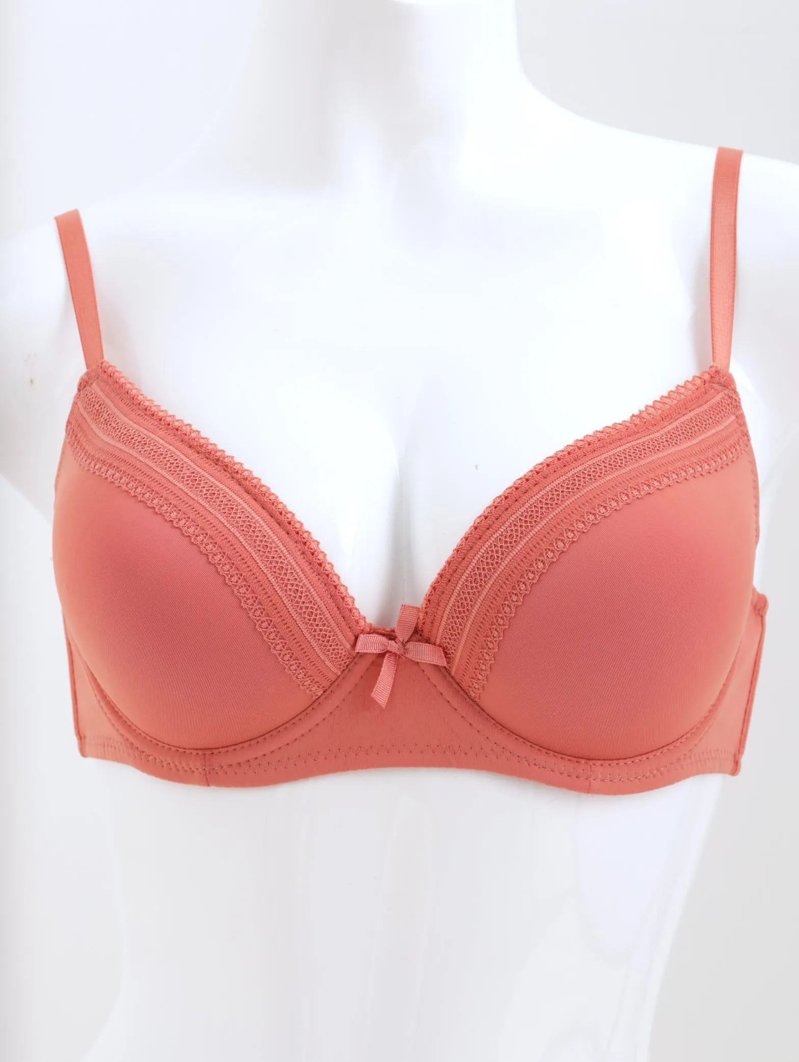 Ladies 2 Pack Printed Lace Trim Bra - Rust sold by Edgars