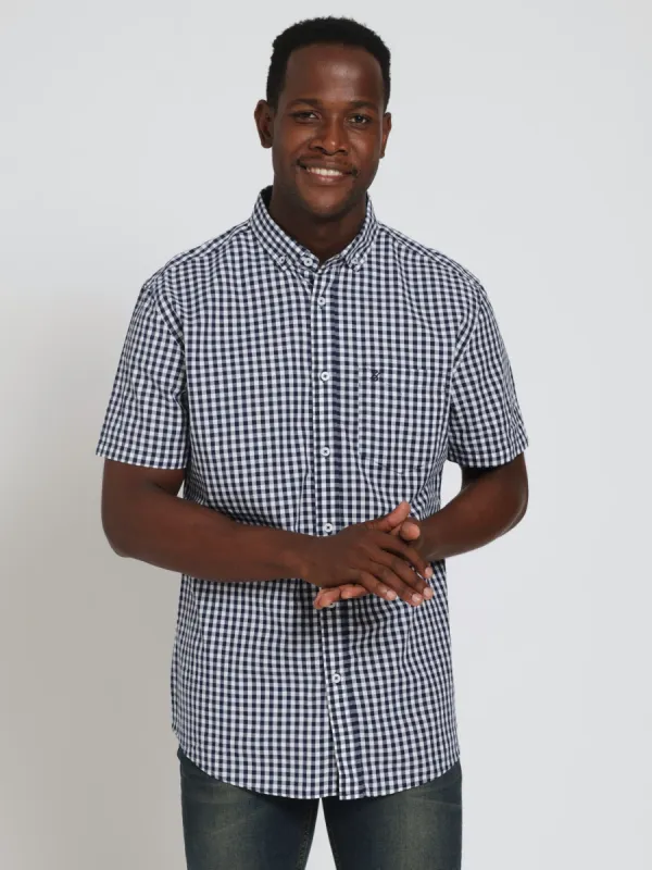 Gingham Shirt - Navy sold by Edgars 