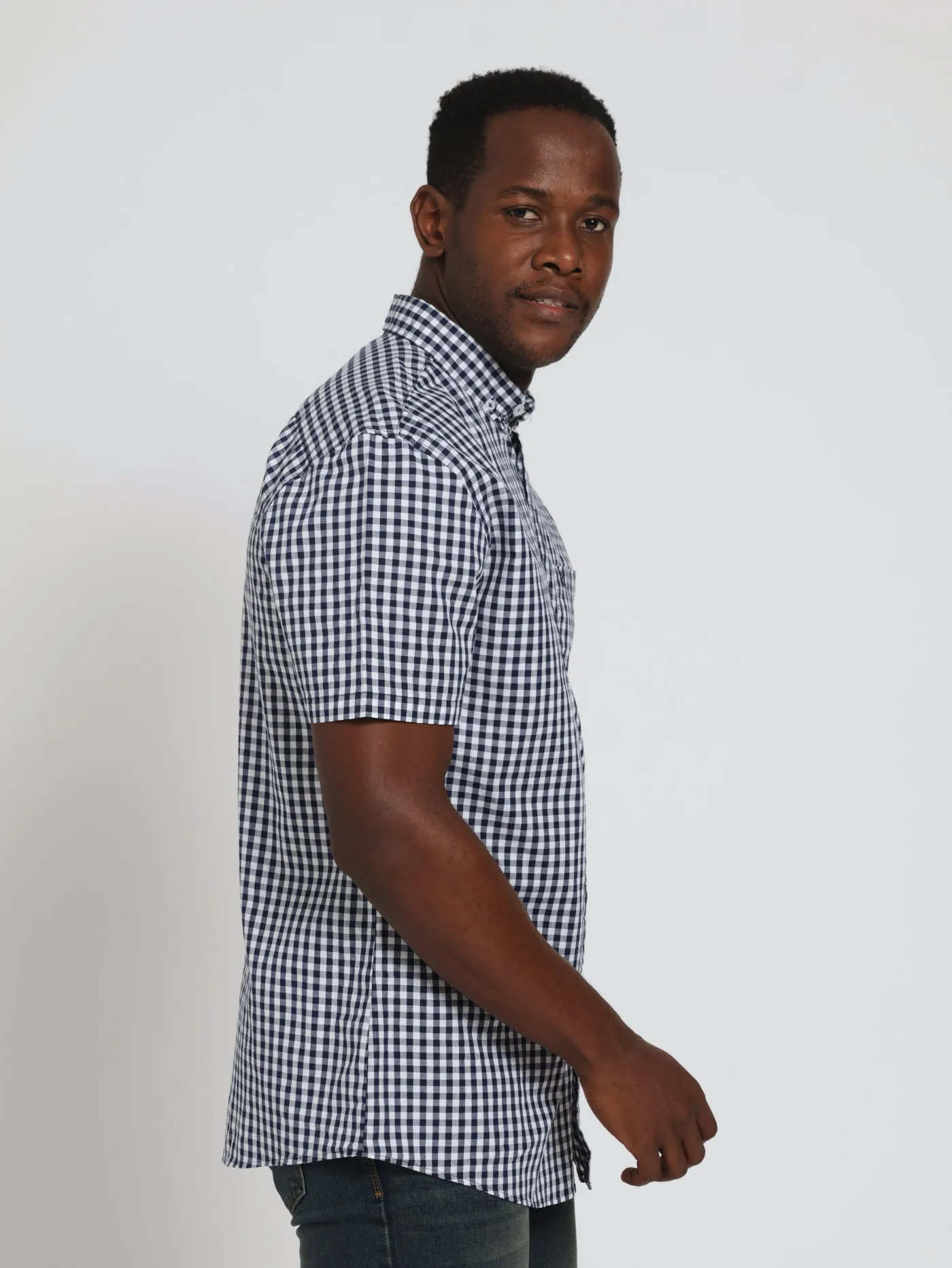 Gingham Shirt - Navy sold by Edgars product image thumbnail 3
