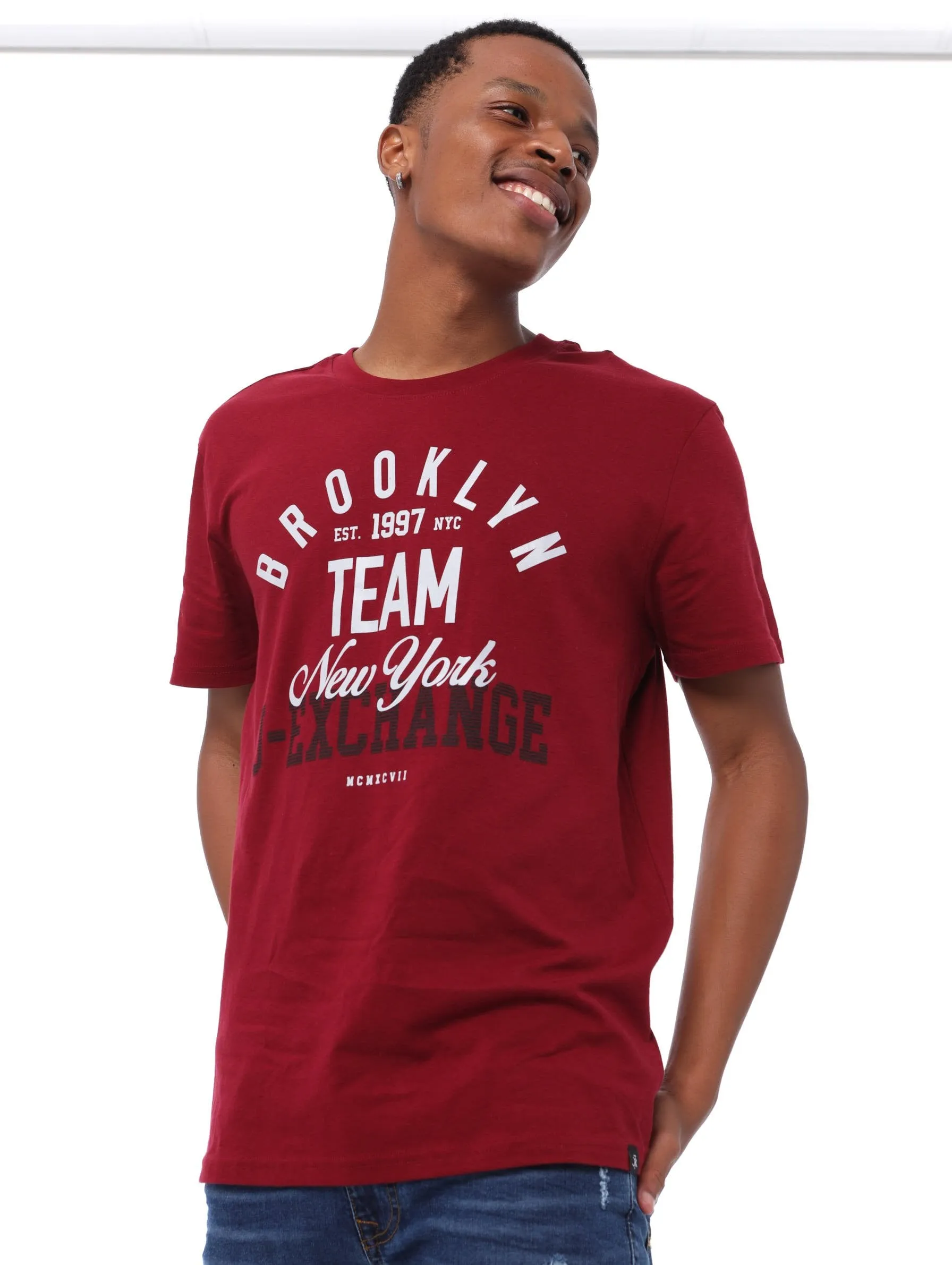 Men's Brooklyn Team Icon Tee - Burgundy sold by Edgars