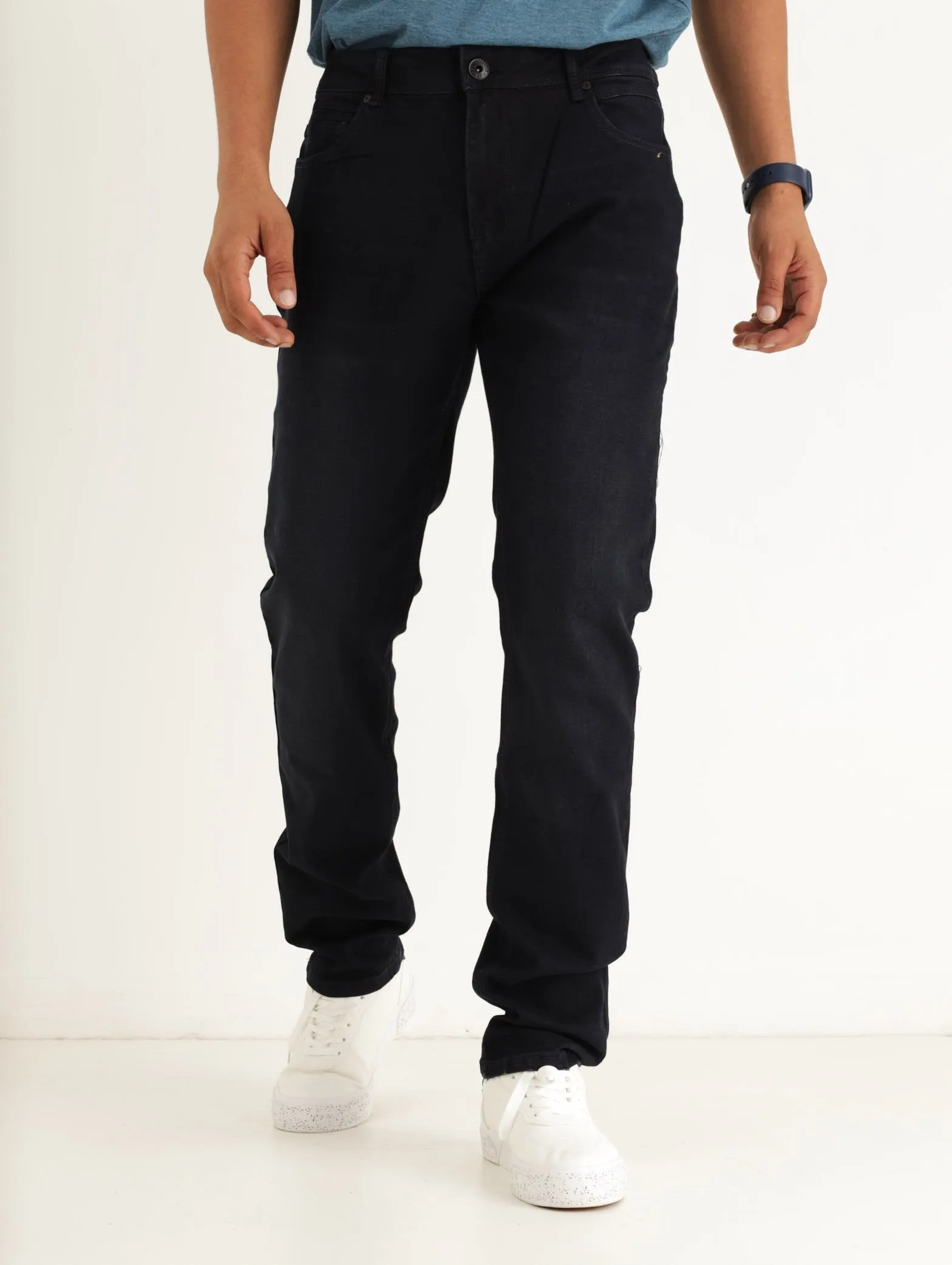 Men's Blue / Black 5 Pocket Woven Jean sold by Edgars