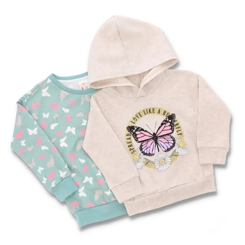 Pre-Girls Butterfly Pack Fleece Top - Aqua sold by Edgars