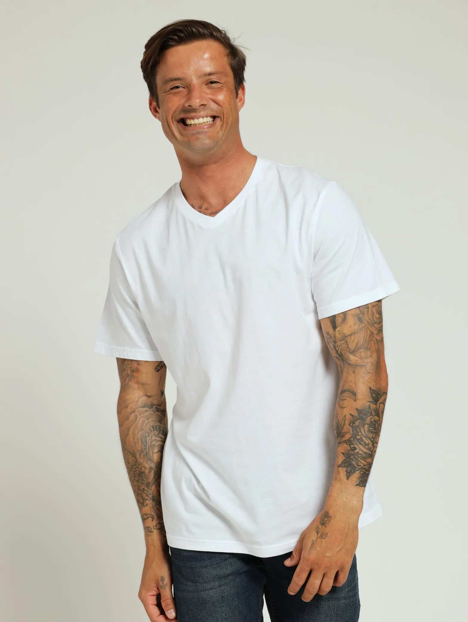 Basic V-Neck Tee - White sold by Edgars