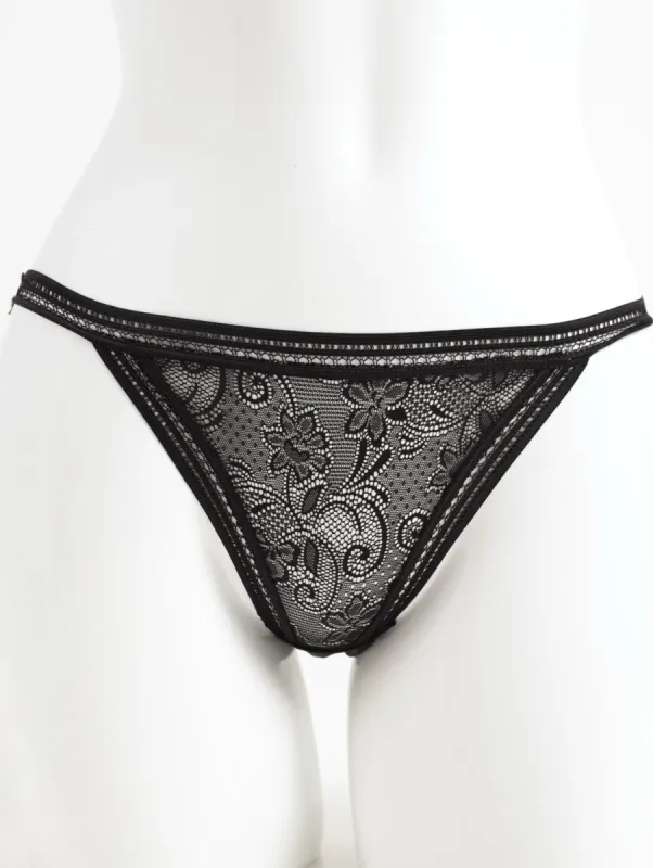 Ladies Tanga Lace Bikini Panty - Black sold by Edgars