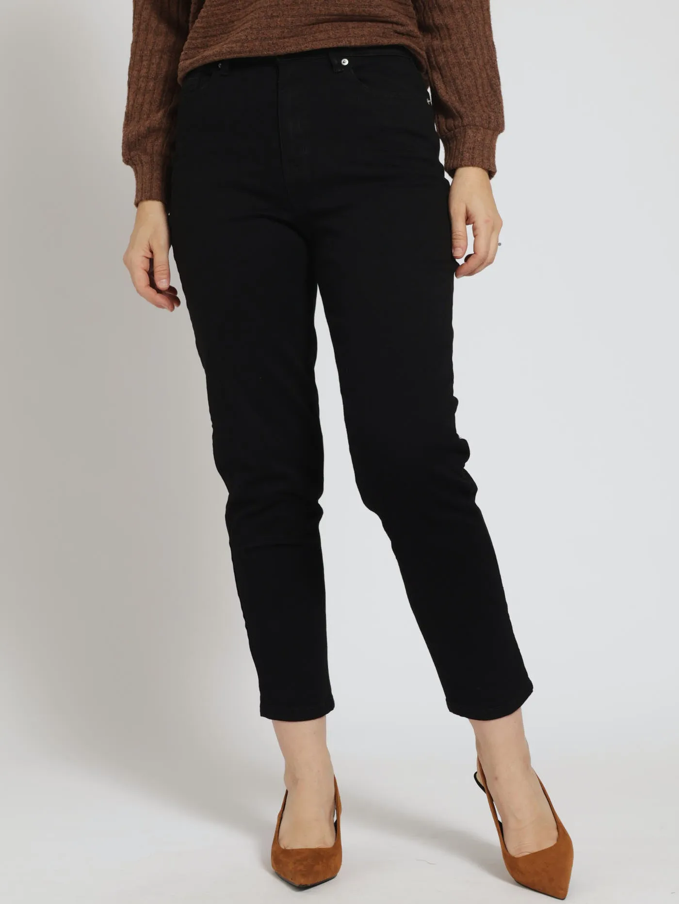 Hi Waist Super Soft Mom Jean - Black sold by Edgars
