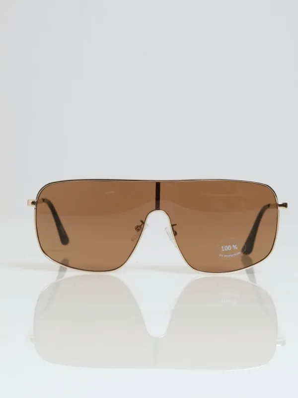 Metal Mono Lens Sungasses - Gold sold by Edgars 