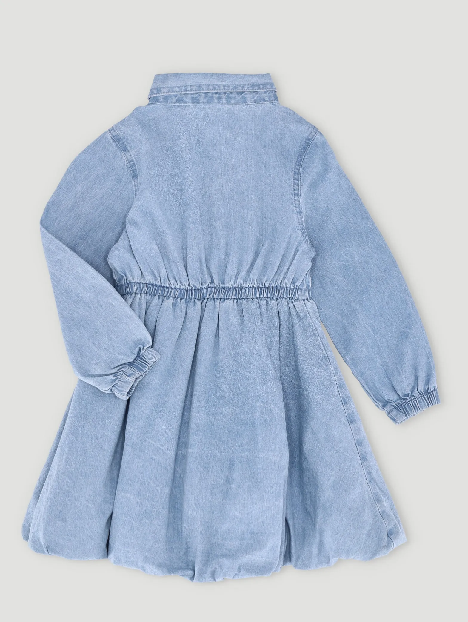 Pre-Girls Long Sleeve Denim Bubble Dress - Mid Blue sold by Edgars product image thumbnail 2