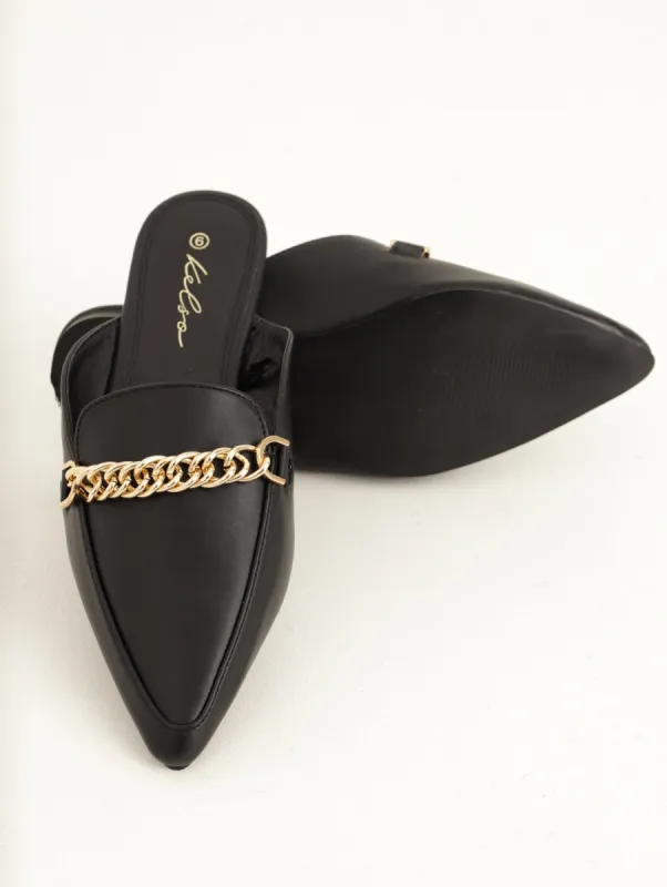 Ladies Push In Pointy With Circle Chain - Black sold by Edgars