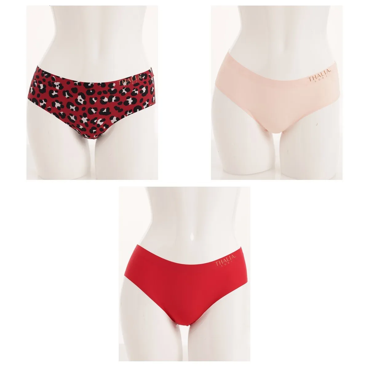 Ladies 3 Pack Microfibre Animal Boyleg Panty - Burgundy sold by Edgars