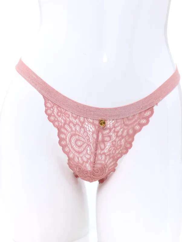 Ladies Thong With Self Colour Lurex Elastic - Dusty Rose sold by Edgars