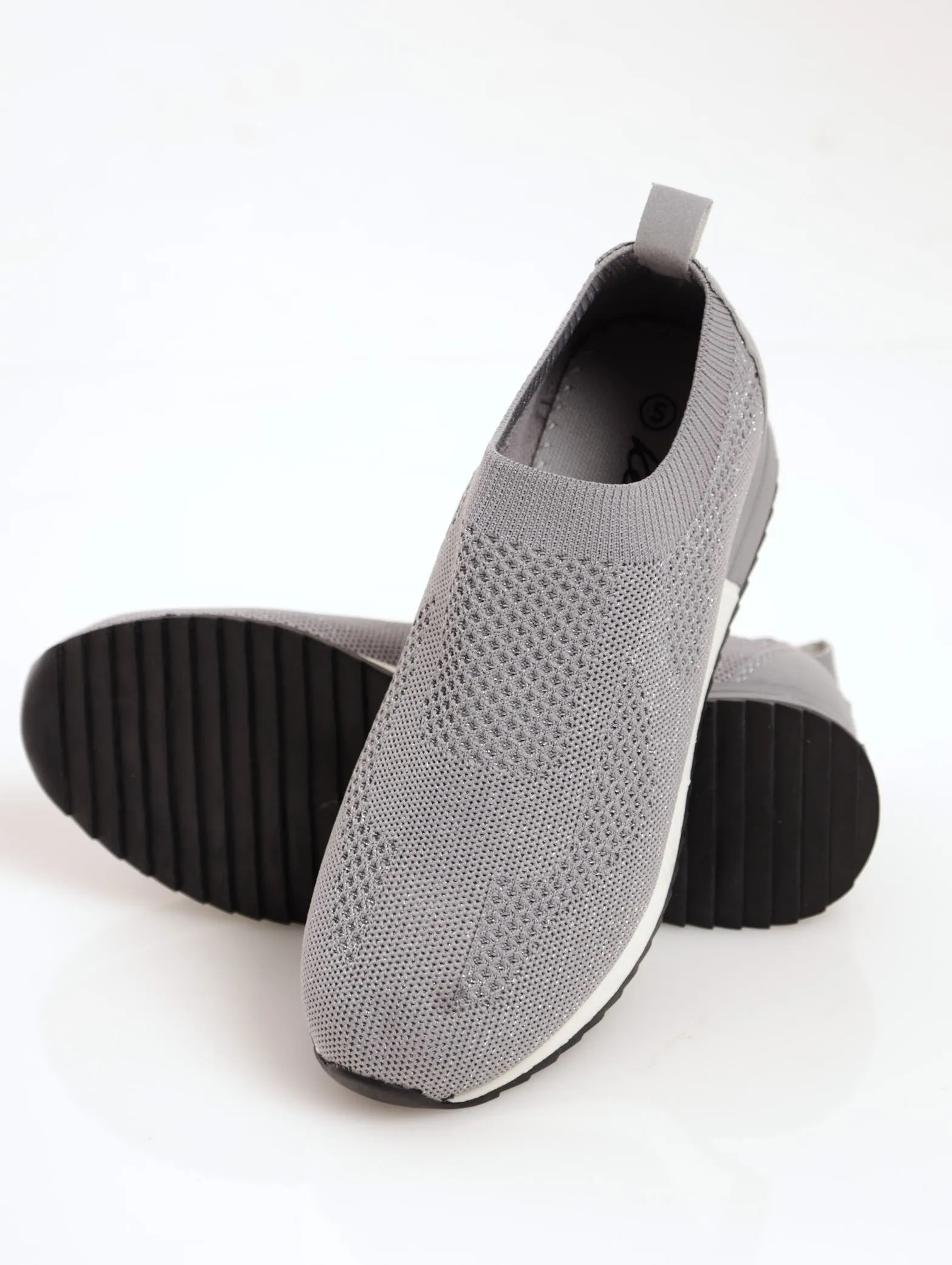 Ladies Knit retro Sneaker - Grey sold by Edgars