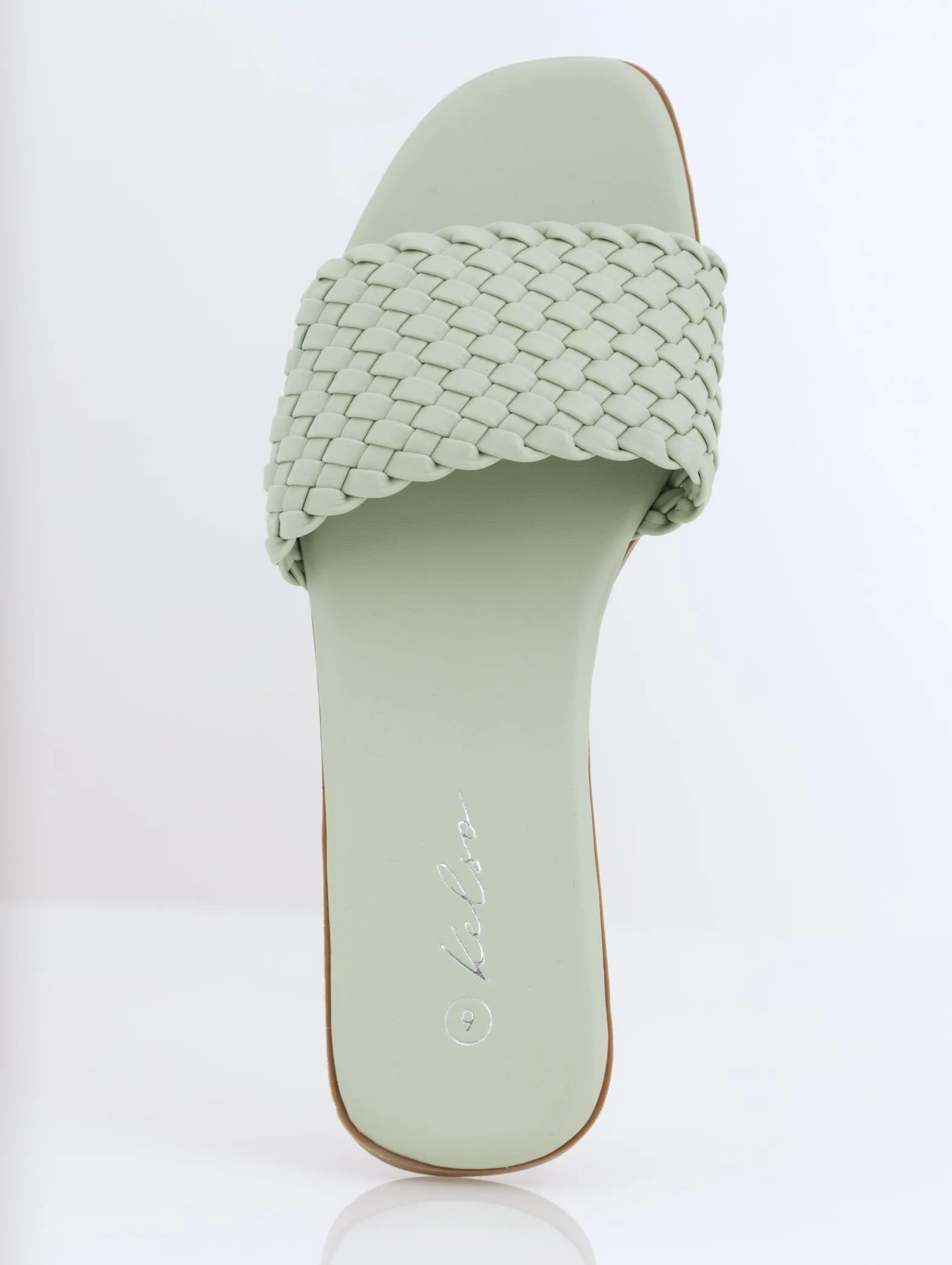 Ladies Weaved Flat Mule Sandal - Sage sold by Edgars