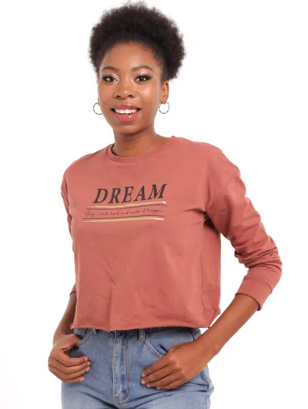 Ladies Slogan Pullover - Copper sold by Edgars