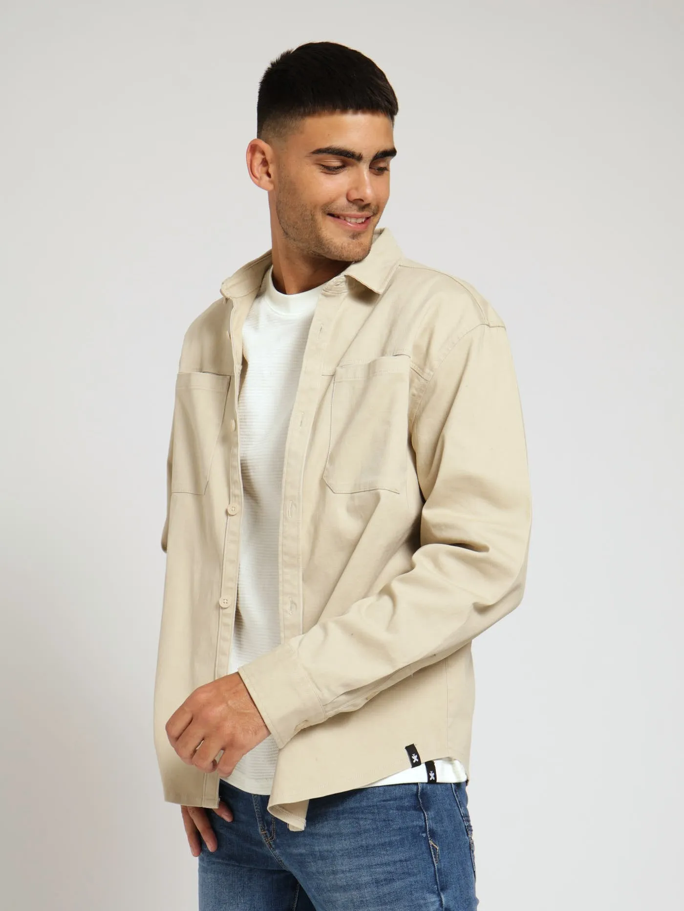 Woven Shacket - Light Stone sold by Edgars product image thumbnail 2