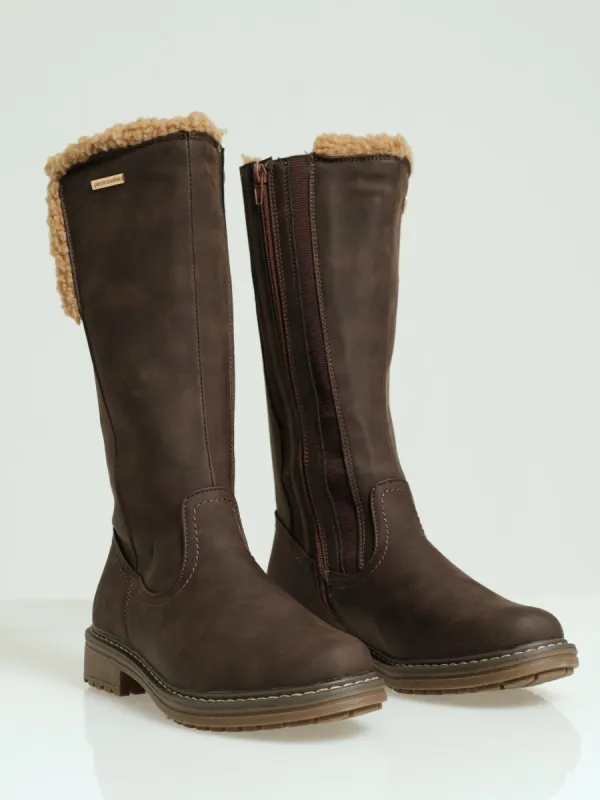 Sherpa Trim Long Boots - Brown sold by Edgars 
