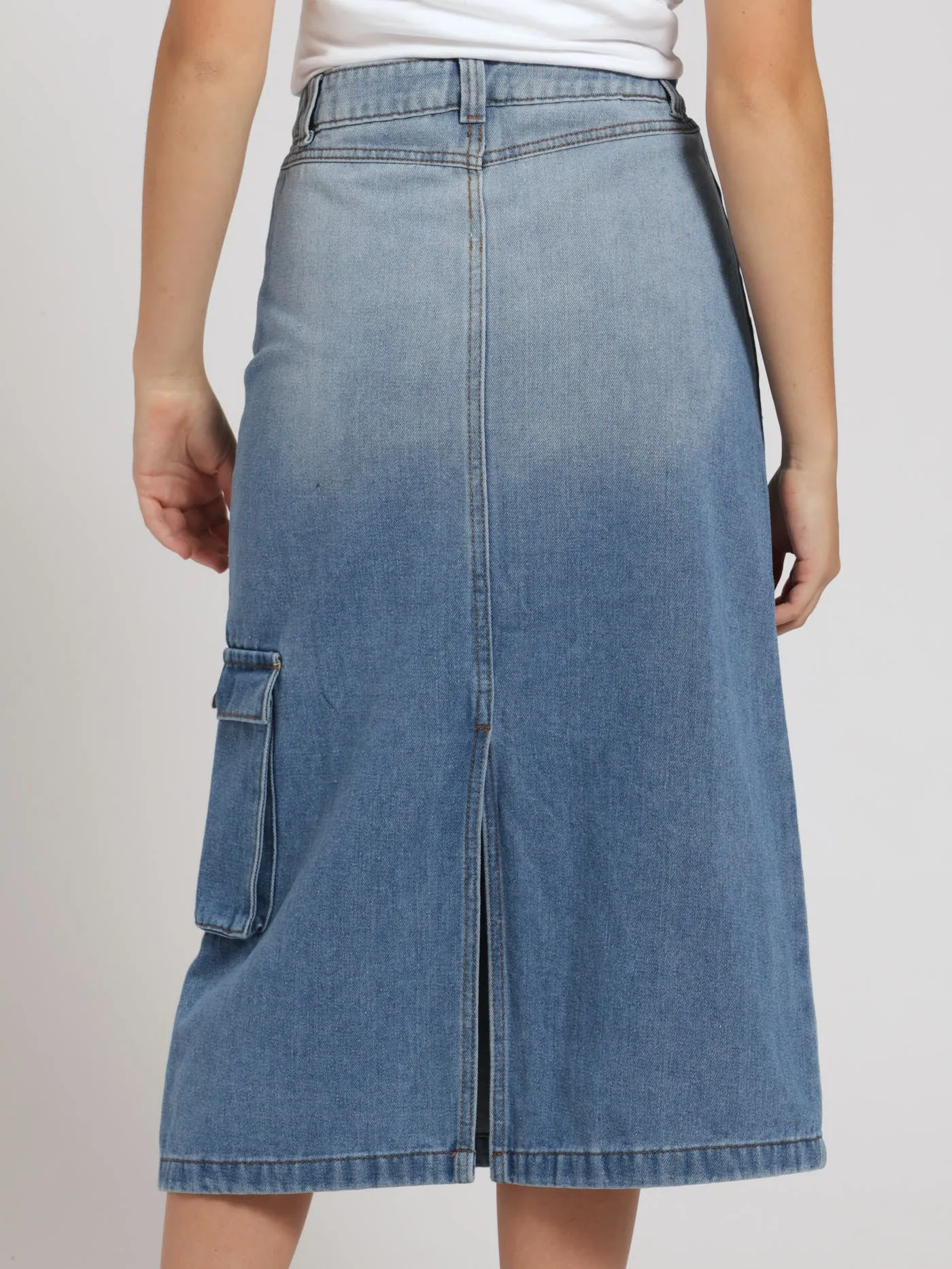 Girls Denim Cargo Maxi Skirt - Mid Blue sold by Edgars product image thumbnail 3