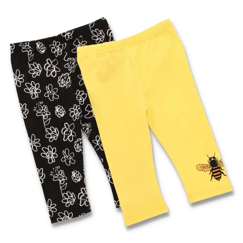 Pre-Girls 2 Pack Bee Kind Legging - Yellow sold by Edgars