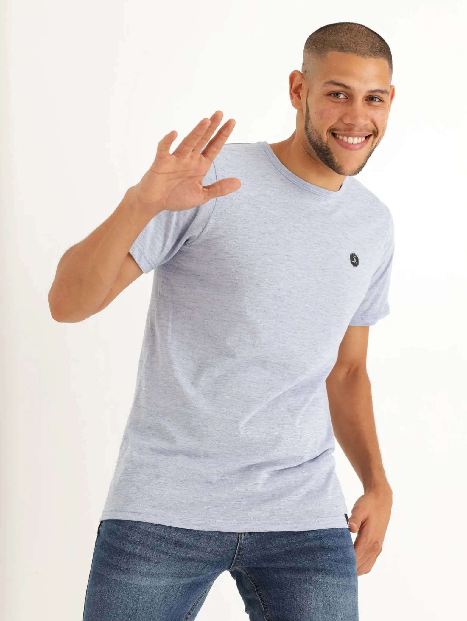 Men's Long Slub Stripe Tee - Navy sold by Edgars