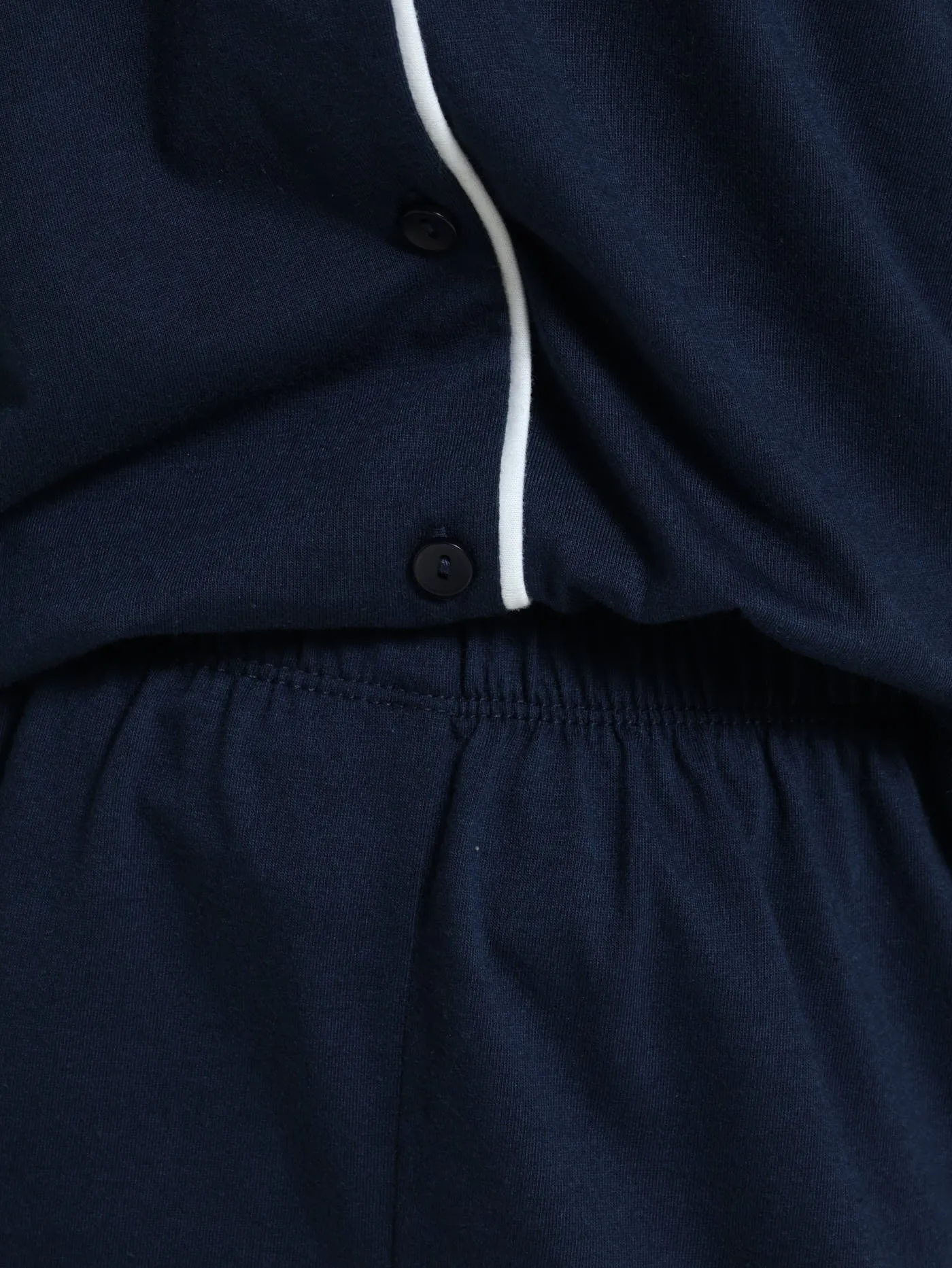 Knit Button Through Shirt & Short Pj Set - Navy sold by Edgars product image thumbnail 5