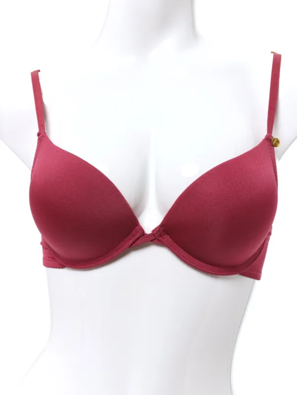 Ladies Double Push-Up Bra With Strappy Gore - Wine sold by Edgars