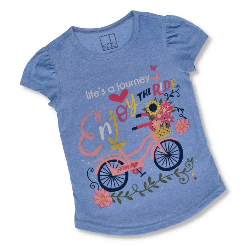 Pre-Girls Flower Bicyle Print Tee - Blue sold by Edgars