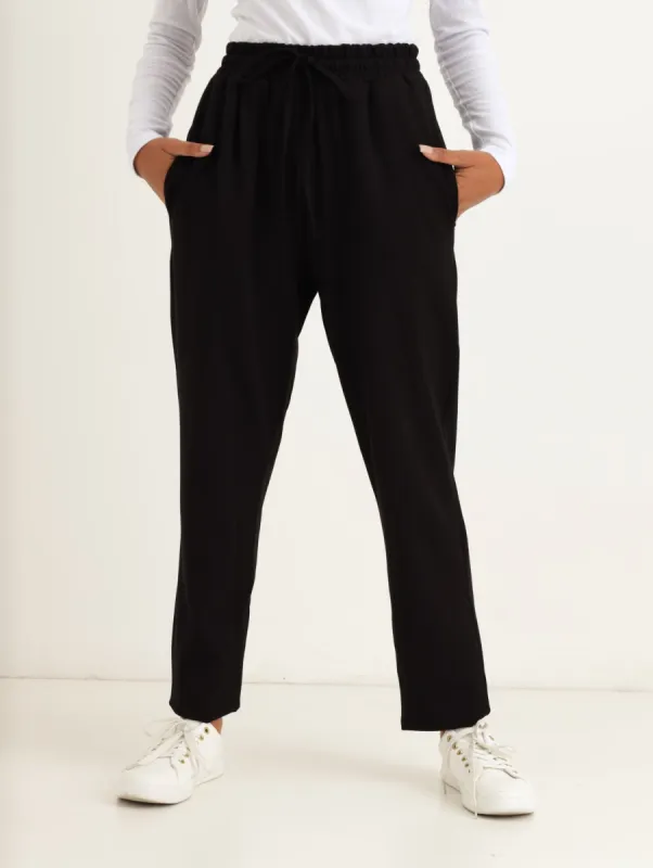 Ladies Pleat Front Ponti Pant - Black sold by Edgars