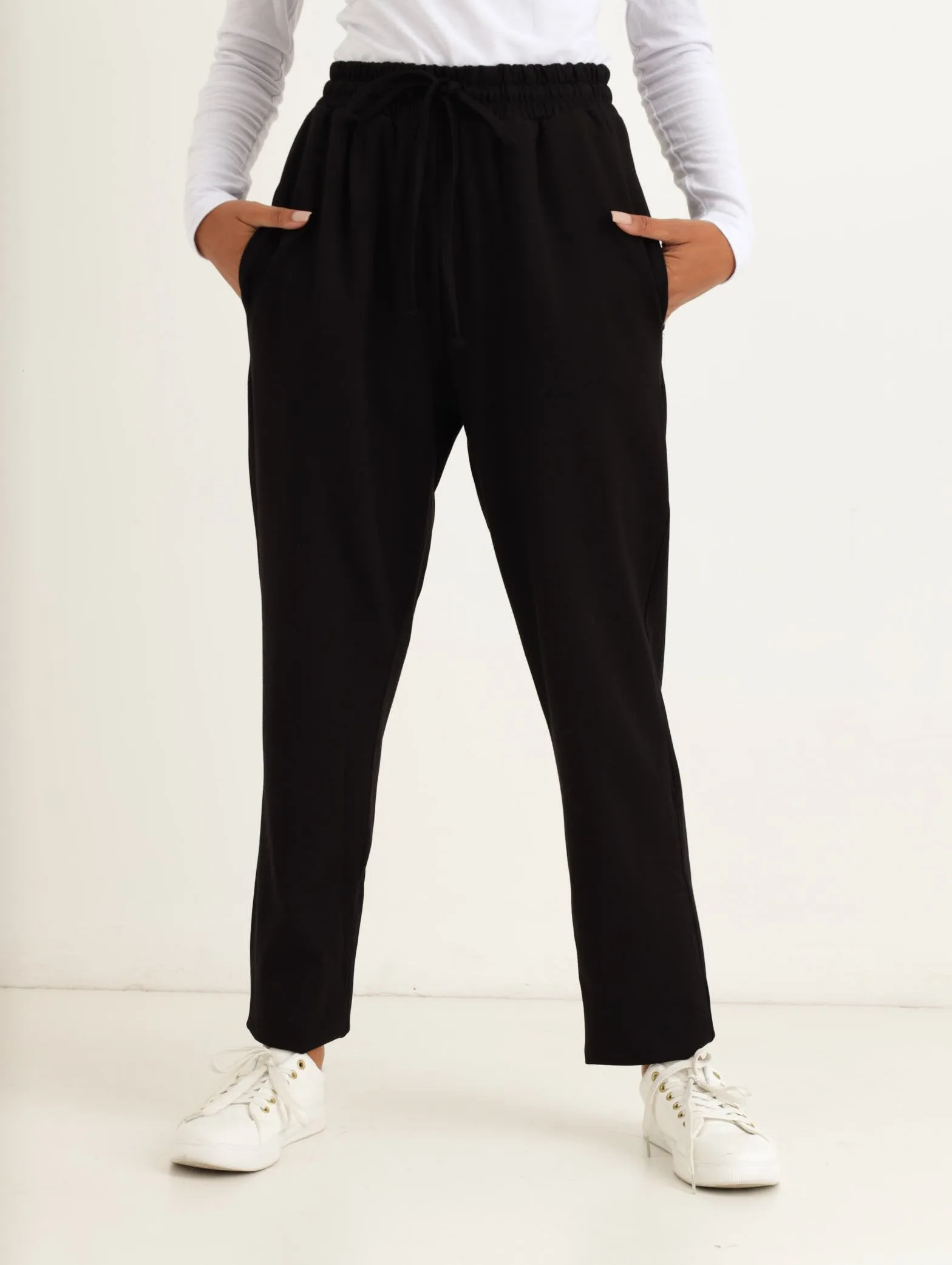 Ladies Pleat Front Ponti Pant - Black sold by Edgars