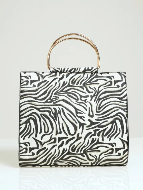 Gold Handle Swirl Print Square Tote Bag sold by Edgars