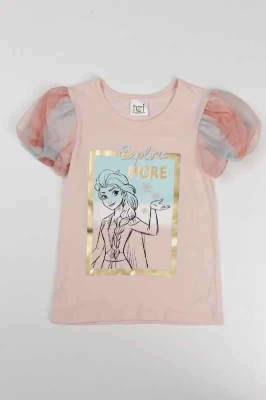 Pre-Girls Frozen Peach Balloon Sleeves Tee - Peach sold by Edgars