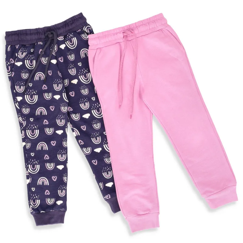 Pre-Girls Rainbow Fleece Jogger - Navy sold by Edgars