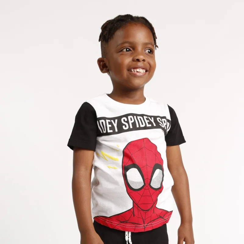 Pre- Boys Spidey Colourblock Face Tee - White sold by Edgars