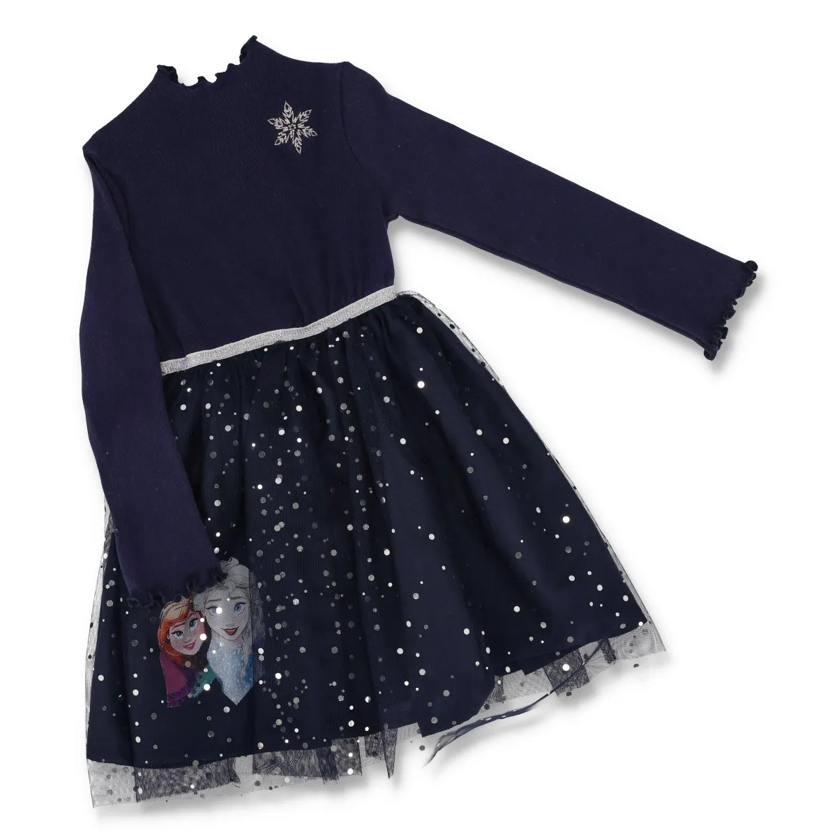 Pre-Girls Frozen Dress With Printed Tulle - Navy sold by Edgars