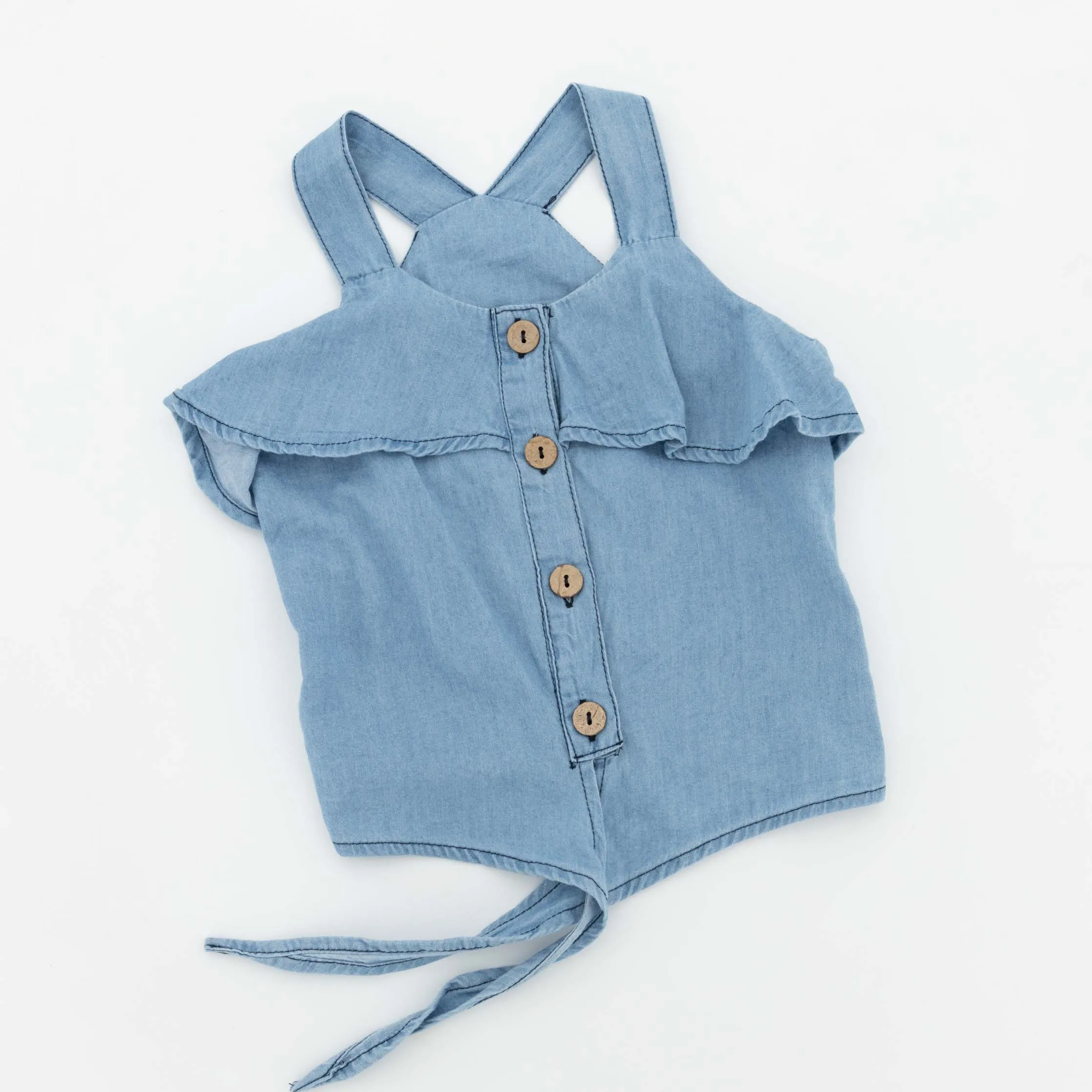 Pre-Girls Chambray Knotted Top - Indigo sold by Edgars