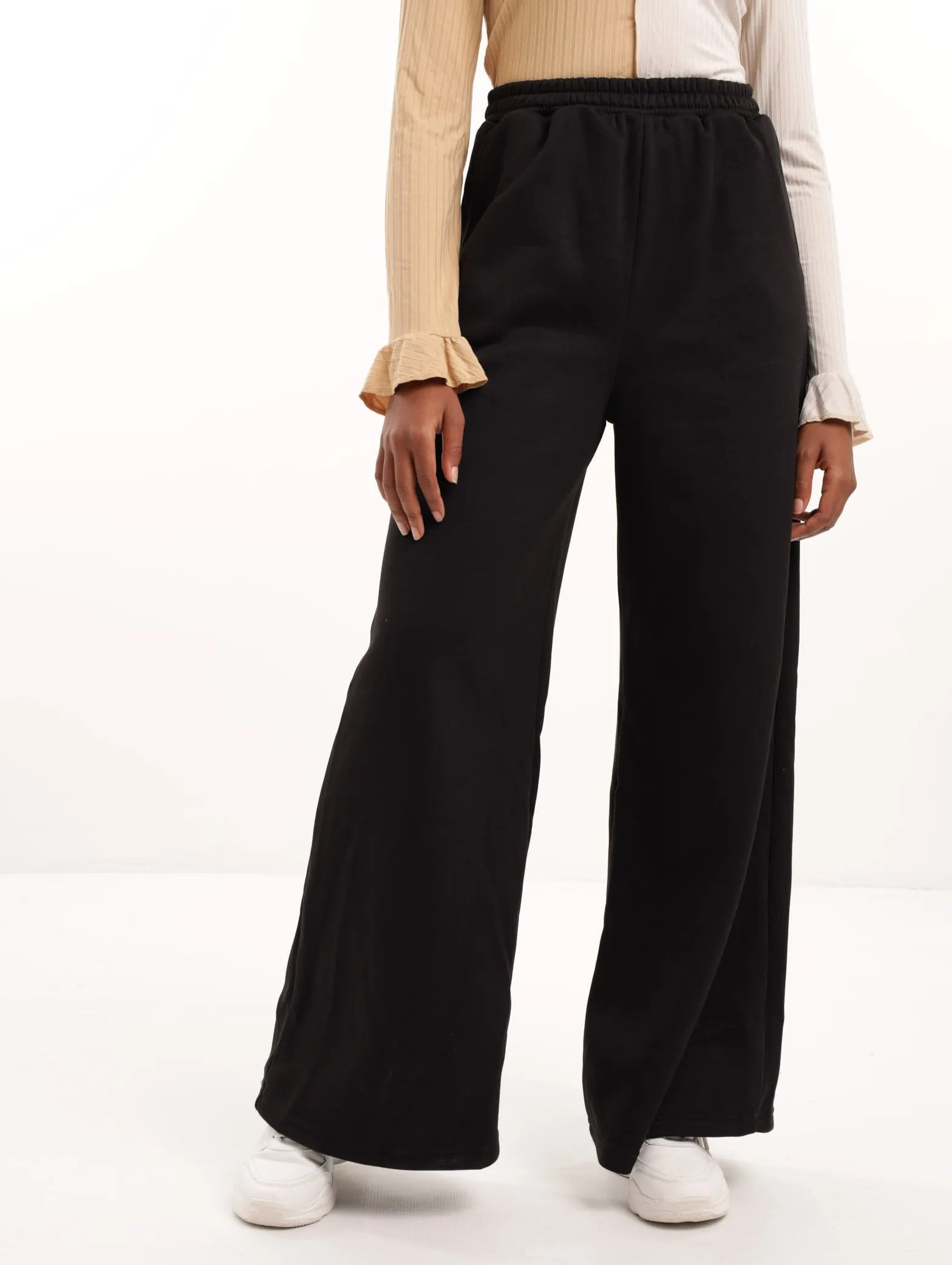 Ladies Wide Leg Fleece Pant - Black sold by Edgars