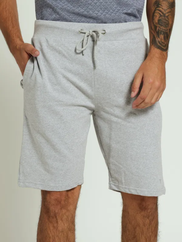 Fleece Bull Logo Shorts - Grey Melange sold by Edgars