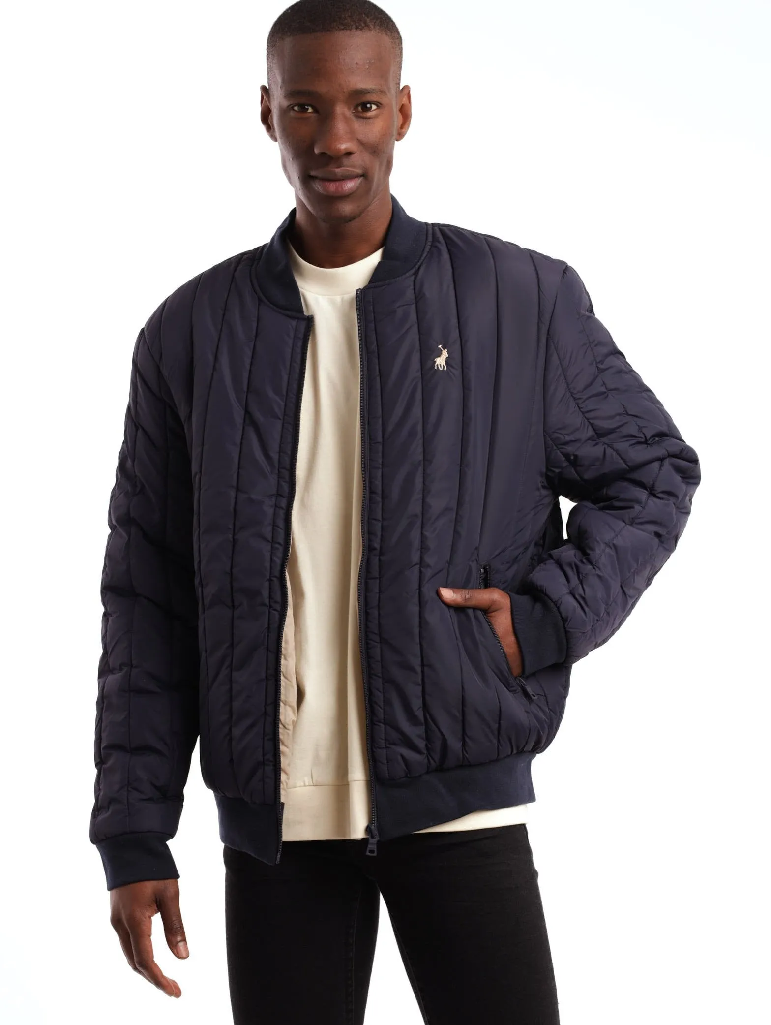 Men's Long Sleeve Puffer Jacket - Navy sold by Edgars