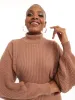 Ladies Funnel Neck Wide Ribbed Pullover - Caramel sold by Edgars