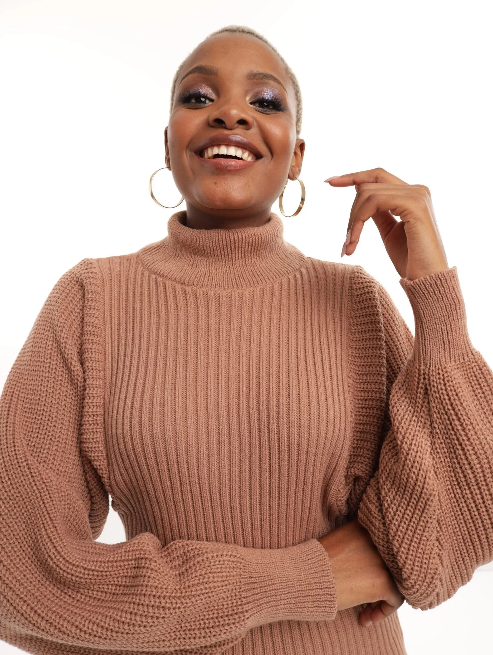 Ladies Funnel Neck Wide Ribbed Pullover - Caramel sold by Edgars product image thumbnail 4
