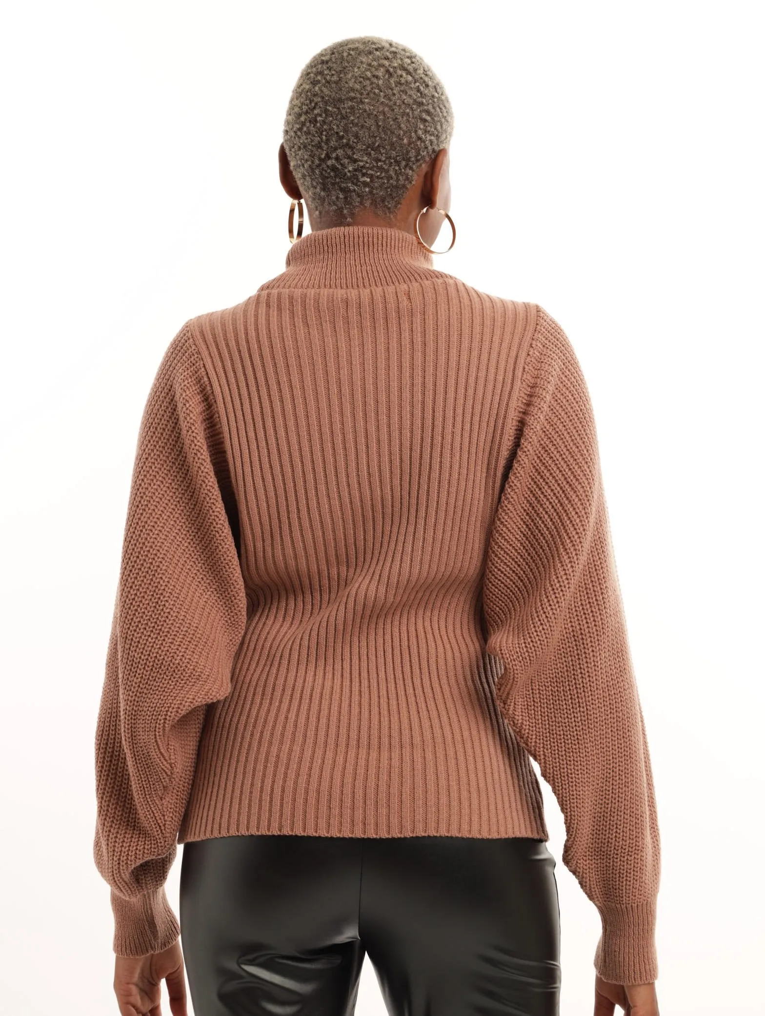 Ladies Funnel Neck Wide Ribbed Pullover - Caramel sold by Edgars product image thumbnail 3