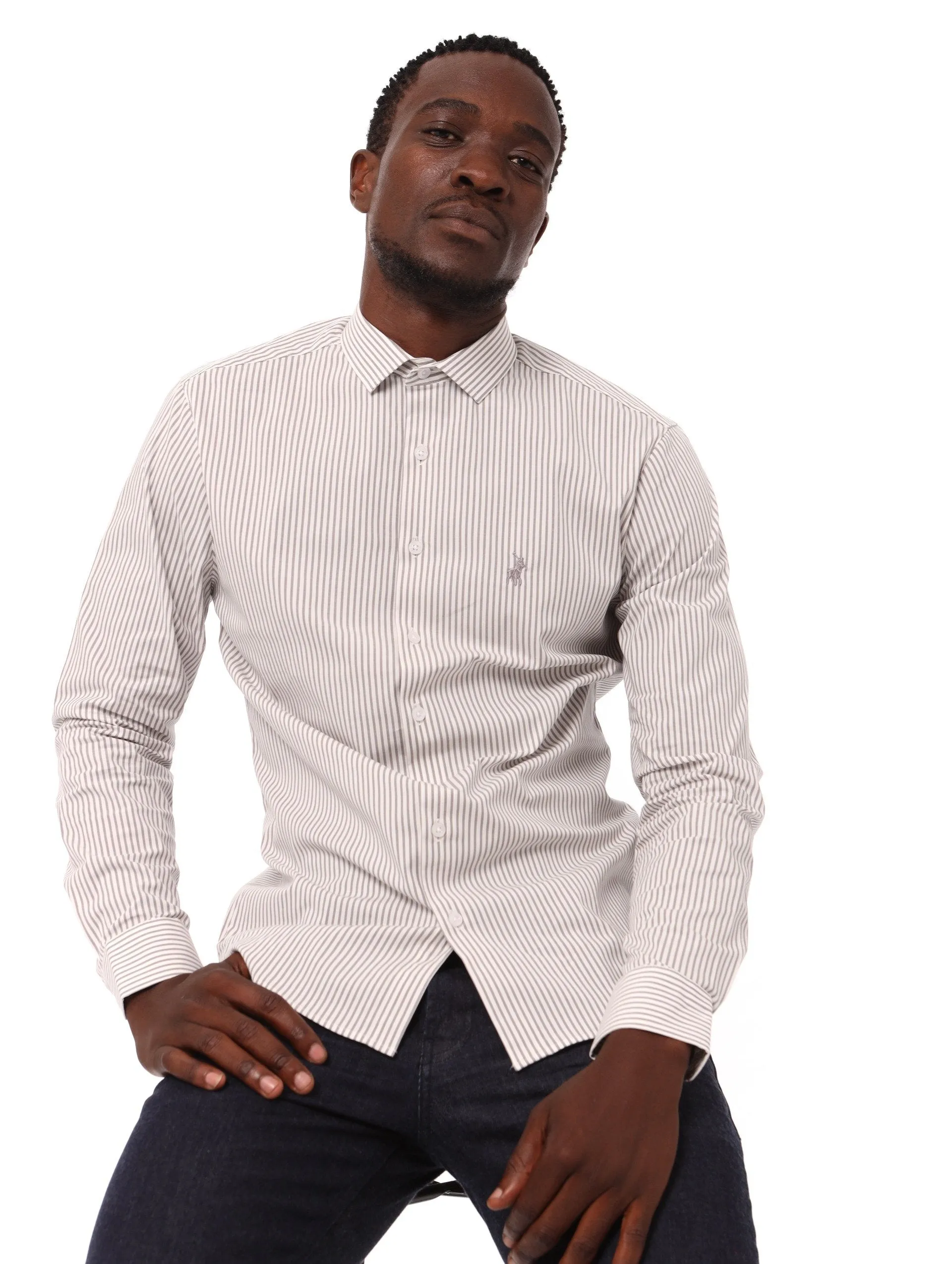 Men's Christian Stripe Shirt - White sold by Edgars