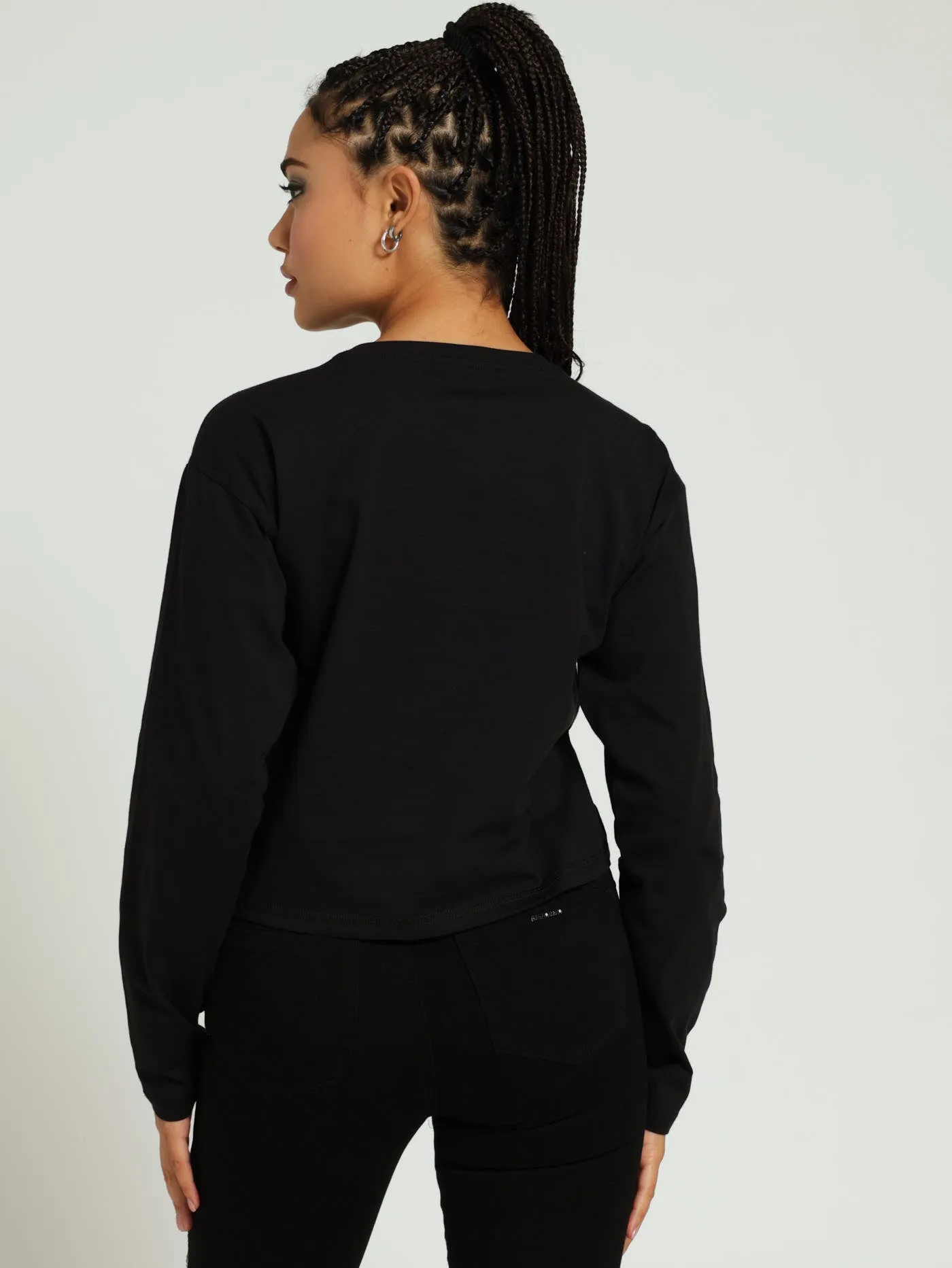 Kim Boxy Long Sleeve Logo Tee - Black sold by Edgars product image thumbnail 3