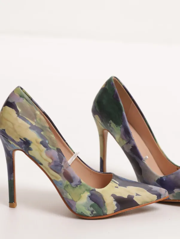 Ladies Printed Court Heel - Green sold by Edgars