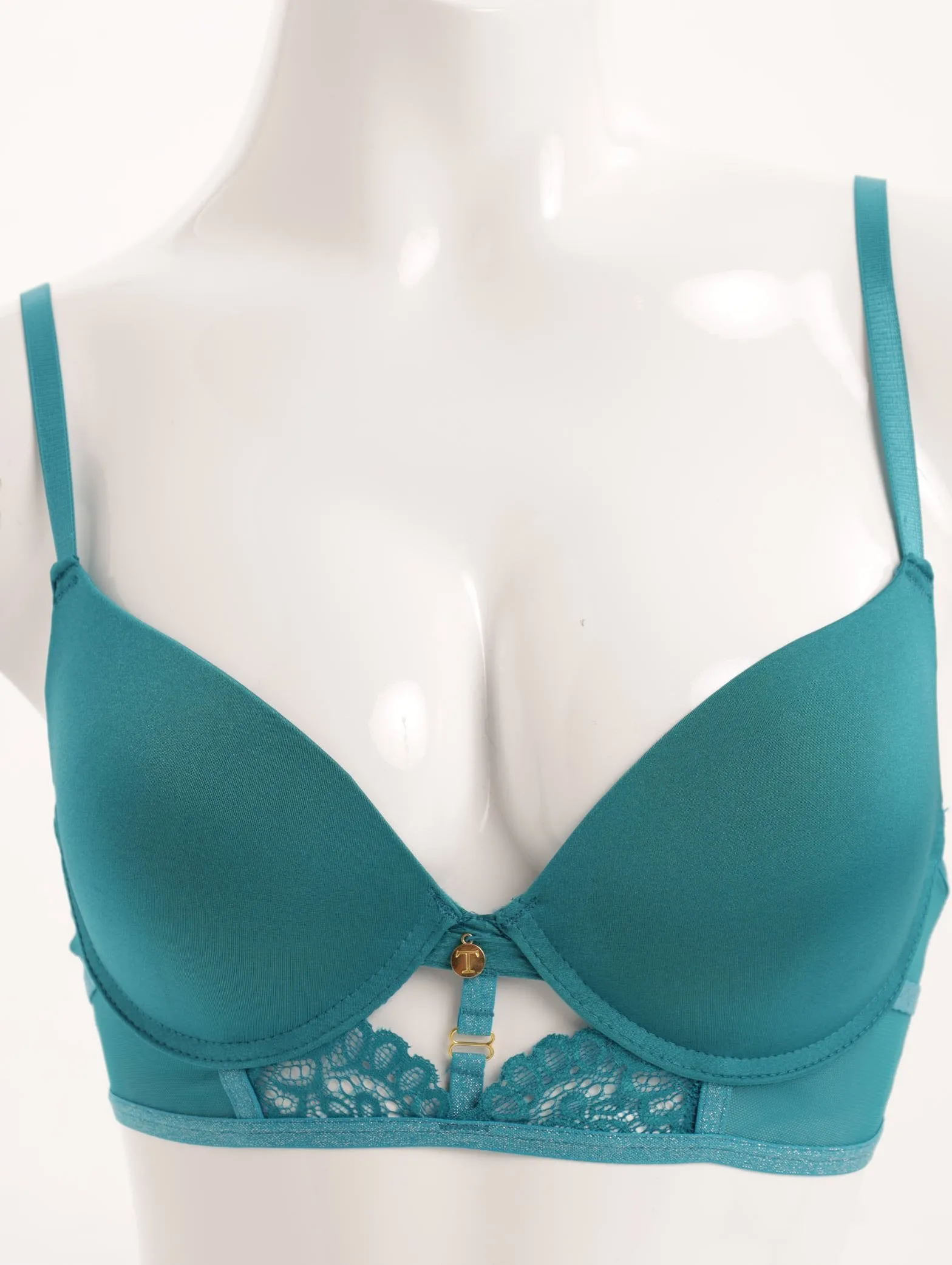 Ladies Plunge Bra With Mesh & Lace Cradle - Emerald sold by Edgars
