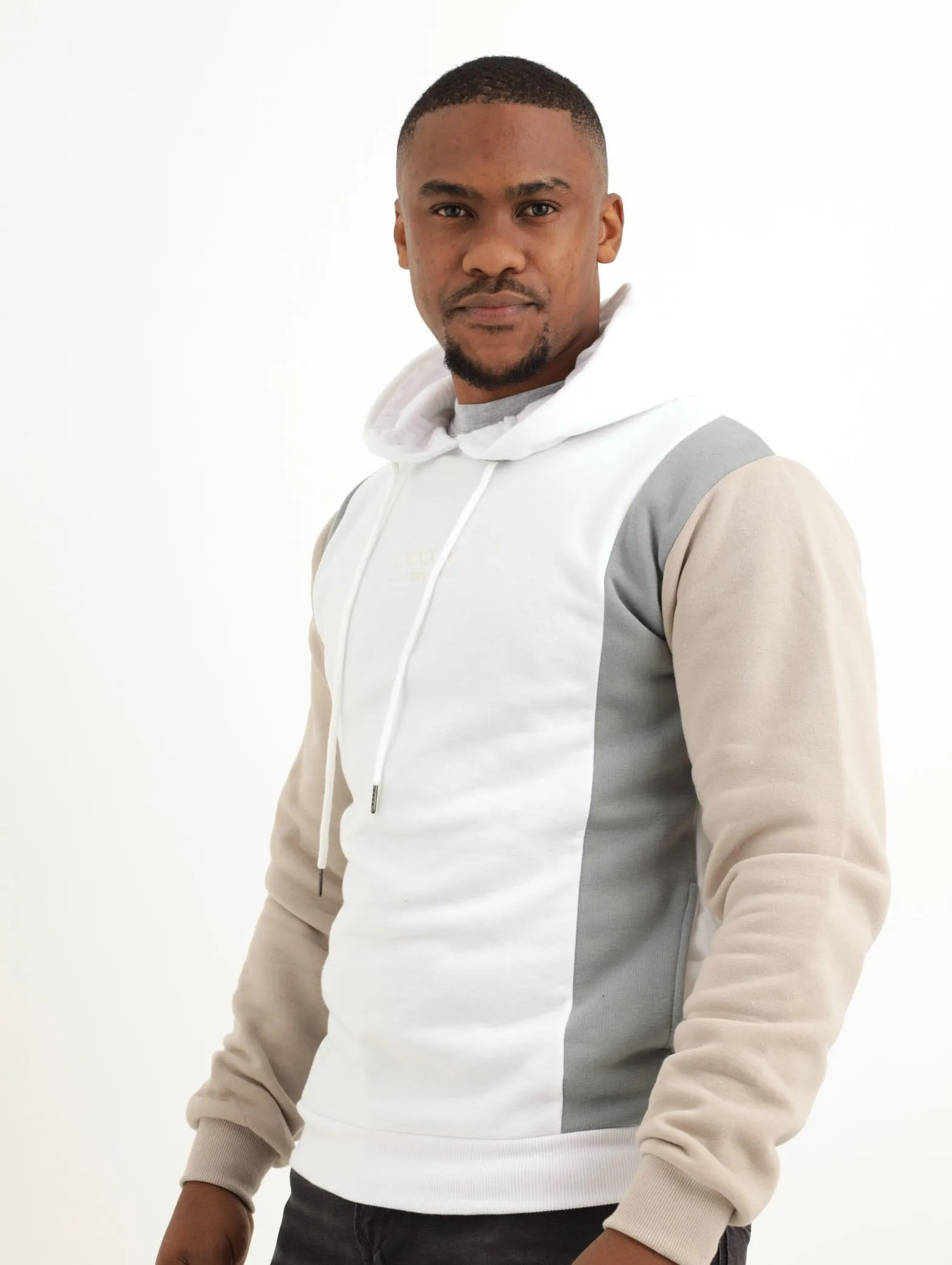Men's Fashion Vertical Colorblock Hoody - Cream sold by Edgars