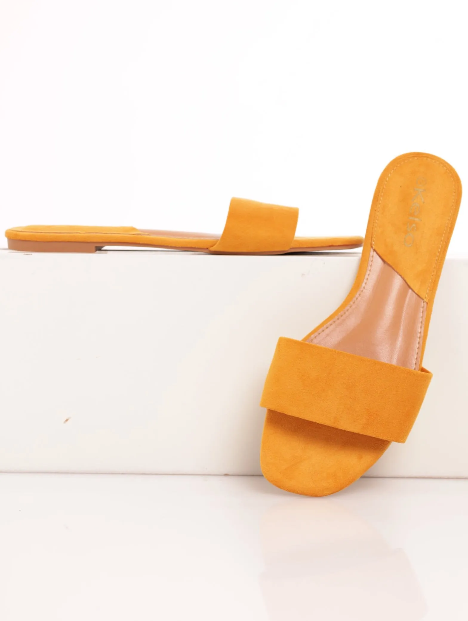 Ladies Basic Plain Mule Push-In Sandal - Mustard sold by Edgars