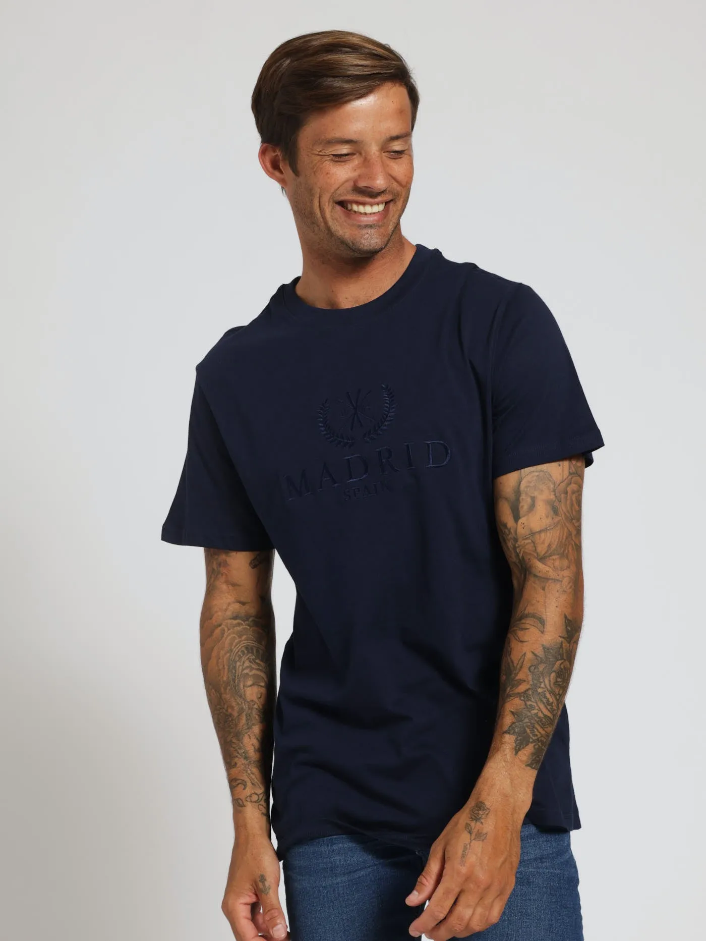 Embossed St Moritz Tee - Navy sold by Edgars