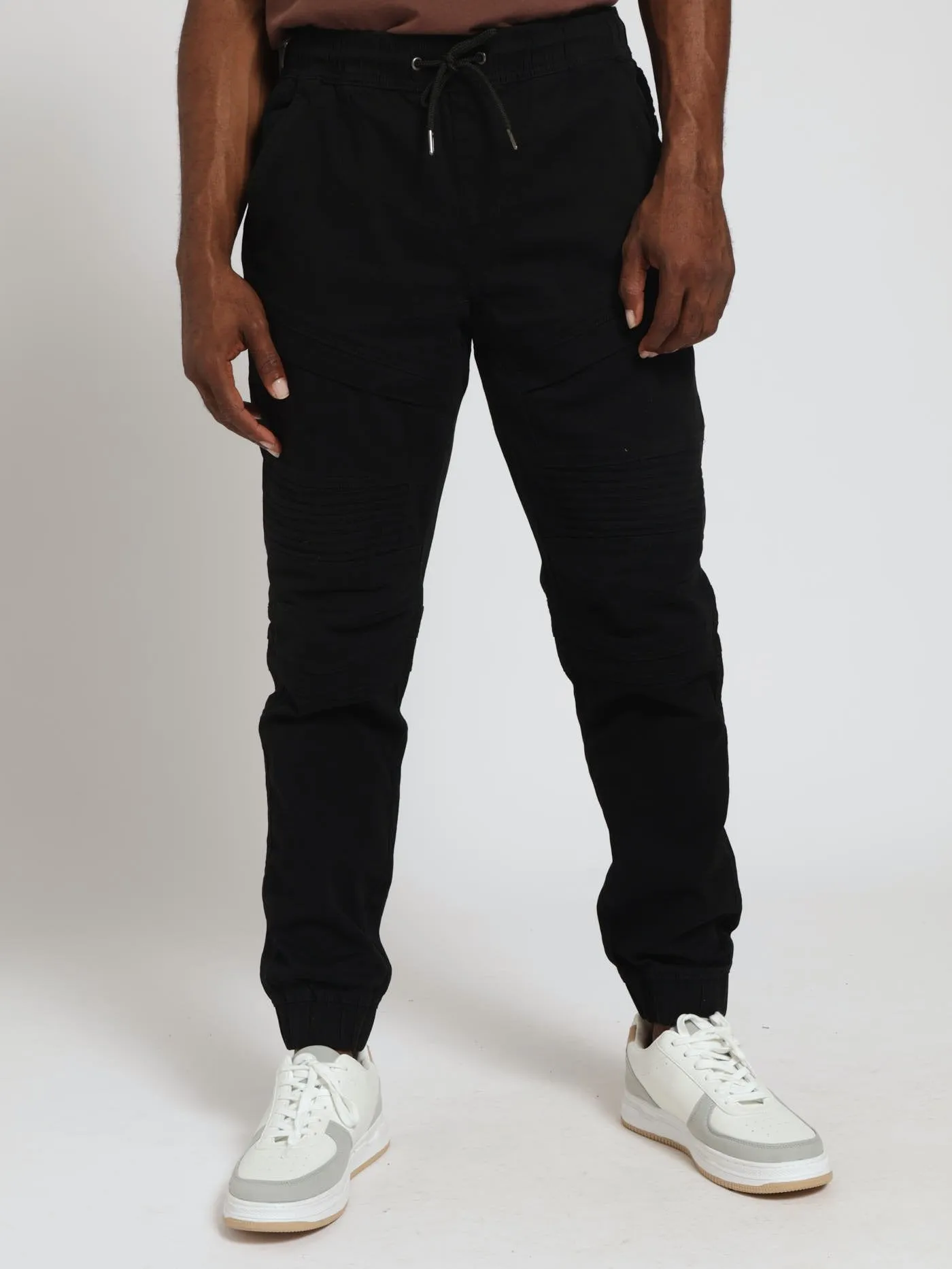 Pintuck Twill Cuffed Jogger - Black sold by Edgars
