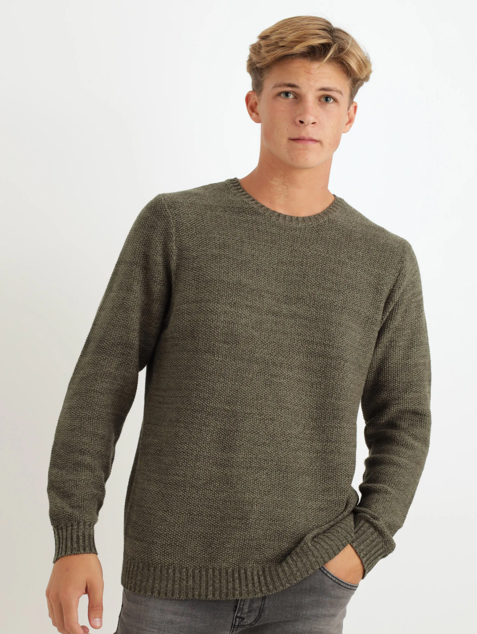 Men's Crew Knitwear - Fatigue sold by Edgars