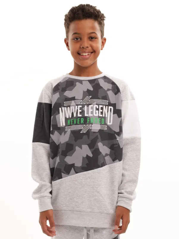 Boys Surface Interest Track Top - Grey Melange sold by Edgars